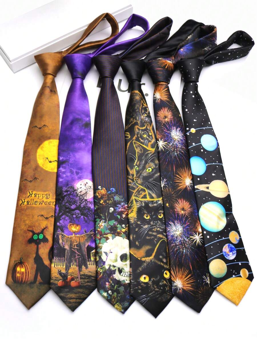 1pc Printed Hand-Tied Tie For Men And Women, Suitable For Casual, Street, Party, Gift - Multicolor - View 1