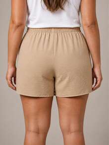 Kit 5 Shorts Plus Size Feminino em Tecido Duna Premium, Cós com Elástico, Cordão Decorativo, Cor Lisa, Confortável, Leve, Casual, Ideal para Verão, Praia, Passeio e Dia a Dia, G1 G2  G3 - Multicolorido - Visão 7