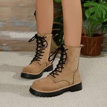 Fashion Women's Boots, Spring/Autumn/Winter New Versatile Motorcycle Ankle Boots, Lace-Up, Lightweight For Travel Or Daily Wear - Brown - View 4