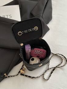 Mini Lightweight Small Bag, Chain Bag, Quilted Bag, Clutch Bag, Bucket Bag, Crossbody Bag, Suitable For Girls, College Students, Middle-Aged People And White-Collar Workers, Applicable For University, Work, Business, Commute, Outdoor, Travel, Picnic And Other Occasions. - Black - View 10