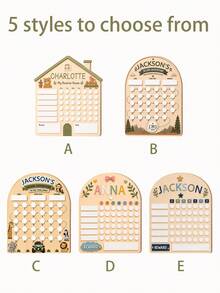Personalized Daily Habit Tracker Board, Customized Name Text, House-Shaped Reward Record Board, Weekly Plan Task Chart, Suitable For Daily Schedule, Household Chores, Study Habits, Behavior Rewards, Room Decor And Back To School Gift, Gift For Students, Children's Gift, Personalized Gift, Customized Name Gift, Reward Chart, Habit Tracker, Weekly Planner, Task Board, Behavior Record Chart, Student Gift, Family Gift, Back To School Season Gift, Birthday Gift, Room Decor - Multicolor - View 4