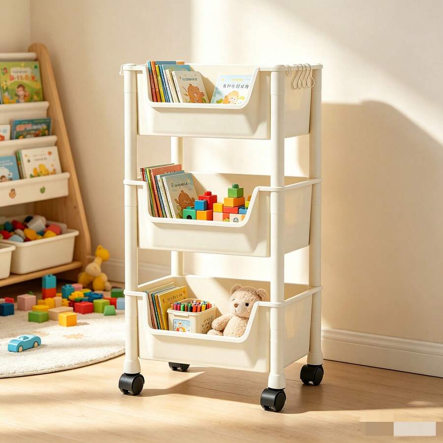 3-Tier Rolling Gap Storage Rack, Multi-Layer Movable Floor Stand For Toys And Books, Home Use - View 1
