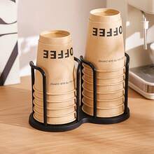 2pcs (1pc Cup Holder + 1pc Lanyard), Multi-Functional Disposable Cup Holder, Plastic Material, Layered Design, Lightweight And Compact, Tea Cup Coffee Cup Storage, Paper Cup Dispenser, Key Storage, Home Users, Office Employees, Kitchen, Desktop, Cafe, Bathroom, Spa Center Use - Color - View 4