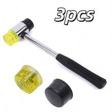 Double-Headed Woodworking Hammer Set, Includes 1 Hammer And 2 Replacement Hammer Heads, With Interchangeable Rubber Head, Suitable For Precision Operations In Jewelry And Wood Carving, A Universal Choice For Maintenance And Care - A - View 1