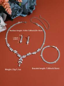 4 Stücke/Set Kubikzirkonia Schmetterling Exquisites Design Multifunktions Halskette, Ohrringe und Armband Set, geeignet für den täglichen Gebrauch von Frauen, Schule, Date, Hochzeit, Party, Valentinstag, Feiertagsgeschenk - Silber - Übersicht 4