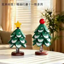 Alas Tahan Panas Pohon Natal, 1 buah Dekorasi Meja Rumah, Alas Panci Anti Panas, Tatakan Gelas & Mangkuk Kayu Solid, Gaya Minimalis Modern - View 4