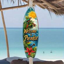 Summer Vintage Surfboard Wooden Plaque Welcome To Paradise Wall Decor, Suitable For Indoor And Outdoor Multi-Functional Art, No Battery Required, Home - 1PC - View 7