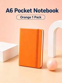 A6 Pocket Hardcover Notebook, 84 Sheets Thick Beige Paper, Premium PU Cover, Strap Design, Lined Pages, 7 Colors, Office Study Portable Notebook - Multicolor - View 12