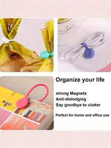 5/10pcs Magnetic Cable Organizer, Reusable Silicone Twist Ties For Bundling And Organizing Items, Fridge Magnet Wire Wrap Ties, Suitable For USB, Earphones And Keychains - Non-Waterproof - Multicolor - View 4
