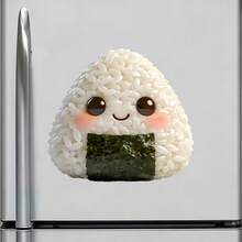 暖心三角飯糰海苔包裝紅臉頰磁鐵，每粒米飯都帶著溫馨微笑，廚房紀念品，適用於家中所有金屬表面 - A - 查看 3