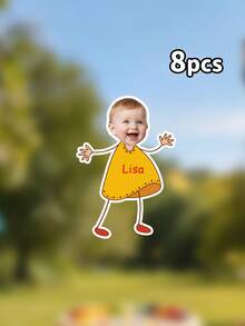 Custom Photo Cartoon Yellow Dress Children's Banner, Hand-Drawn Little Girl Hollow Floral Wreath With Customized Name Text, Sweet Macaron Color Baby Shower And Girl Decoration - Multicolor - View 8