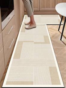 1 pieza de alfombra de cocina con patrón de patchwork a rayas y amortiguación de goma, una alfombra absorbente de agua que es fácil de limpiar y adecuada para usar en cocinas, baños y otras áreas. Es adecuada para usar durante todo el año y para varias festividades. - Multicolor - Ver 1