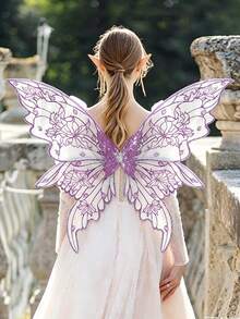 1pc Colorful Butterfly Fairy Wings Costume Accessory, Butterfly Fairy Wings, Elf, Fairy, Festival Costume Prop, Cosplay - Four-leaf Trailing Wings - View 6