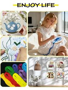 Handmade DIY Embroidery Set, 20x20cm/7.9x7.9 Inches, Christmas Theme, Beginner, Including Embroidery Cloth, Instruction Manual, Embroidery Frame And Needle And Thread, Holiday Gift For Friends Or Family, Decorative Handmade Artwork - A - View 12