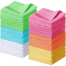 6/12/24/40pcs Bulk Pack Soft Quick-Dry Face Towels, Hand & Face Washcloths, Women's Bathroom Shower Body Cleaning Cloths, Viscose Fiber Multi-Purpose Fingertip Towels (Multi-Color, 10 X 10 Inches) - Multicolor - View 1