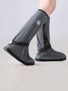 1 Pair Waterproof Rain Shoe Covers With Zipper And Reflective Strip, Long Boot Covers For Outdoor Shoes, Dust-Proof Storage Cover, Non-Slip Rain Shoe Covers With Zipper Opening For Easy On And Off - A - View 15