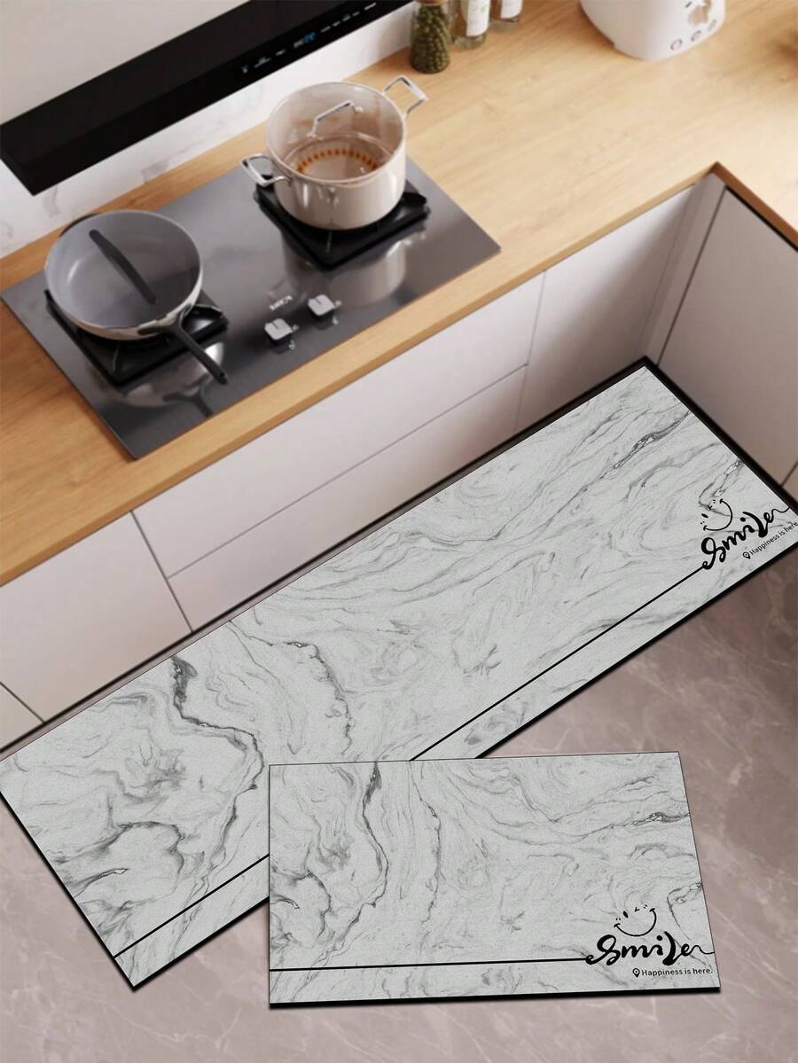 1件藍色墨水水彩圖案橡膠軟墊,吸水易清潔,適用於廚房地板、浴室及其他區域,四季皆宜,適合各種節日使用 - 彩色 - 查看 1