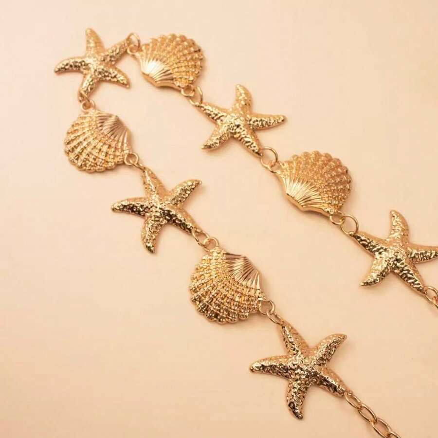 Starfish Waist Chain Body Chain, Ocean Vacation Style Sexy Beach Bikini Body Chain - Gold - View 1