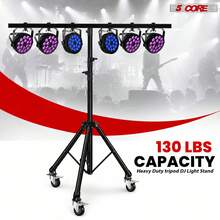5 Core DJ Light Stand Tripod W Wheels 79" Crossbar 6 Light Points Adjustable 169.5" Stage Lighting Stand - Black - View 7