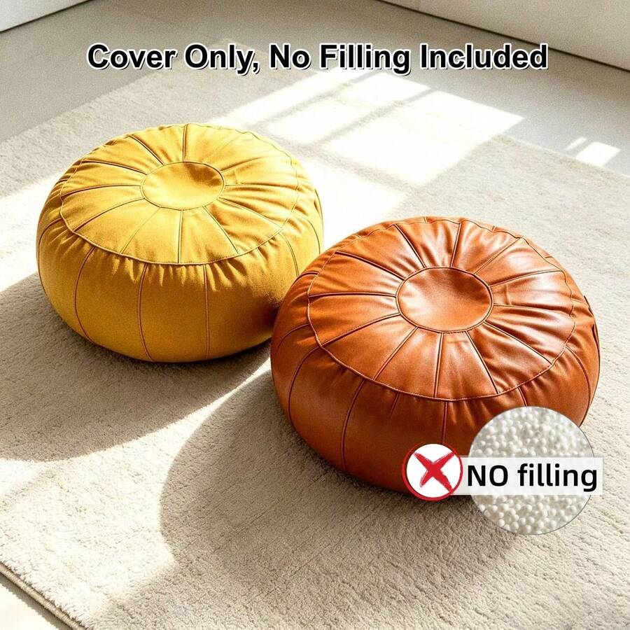 63.5cm Round Pumpkin-Shaped Tech Fabric Bean Bag Chair Cover With Handle, Floor Cushion, No Liner Or Filling Included, Easy To Fill - View 1