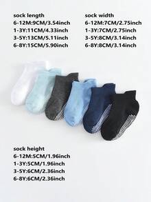 6 Pairs Boys & Girls Basic Non-Slip Bottom Children's Sports Socks, Tab Socks, Multi-Function Trampoline Socks, Floor Socks - Multicolor - View 11