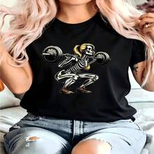 Retro, Kawaii, 100% Cotton, Oversized, Soft Breathable, Casual Crewneck, Short Sleeve Top, Summer Vibes, Streetwear, Aesthetic, Women's Fashion - 黑色 - 查看 9