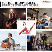 5 Core Guitar Capo Quick Change Acoustic Electric String Clip Banjo Mandolin Or Ukulele - Red - View 10