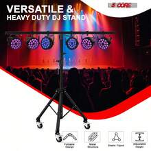 5 Core DJ Light Stand Tripod W Wheels 79" Crossbar 6 Light Points Adjustable 169.5" Stage Lighting Stand - Black - View 11