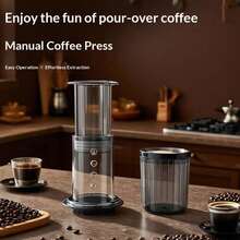Clear Portable Pour Over & Cold Brew Coffee Maker | Manual Espresso Press Bottle, Camping Travel & Office Brewer Kettle - Coffee Press Set (including Coffee Cup) - View 10