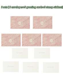 1/5 Set Faux Gold Foil Envelope Greeting Card Set, Minimalist Wedding Party Invitation And Card, Holiday Card, Romantic Gold Foil Greeting Card, Blessing Card, Message Card, Holiday Party Thank You Envelope Set With Seal Sticker And Greeting Card - Gilding - View 14