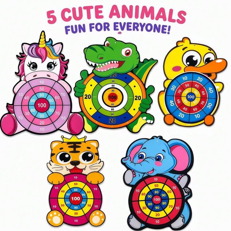 New Large Cartoon Animal Unicorn Sticky Ball Dart Board Toy, Suitable For Children's Puzzle Solving, Excellent Choice For Parents And Kids Indoor And Outdoor Interactive Games, Also A Popular Party Game Loved By Children - Tiger [Yellow] - View 7
