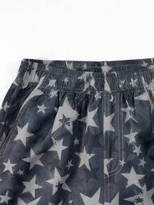 1pc Tween Girl Teen American Retro Star Print Wide Leg Cargo Pants Spring Autumn - Multicolor - View 3
