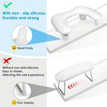 Professional PU Leather U-Shaped Nail Armrest Soft Cushion With Comfortable Inclined Support, White, For Nail Salon - White - View 5