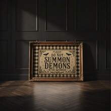 "Please Do Not Summon Demons In The Bathroom" Print – Vintage-Style Halloween Wall Art | Fun Gothic Bathroom Sign (Unframed) - A - View 6