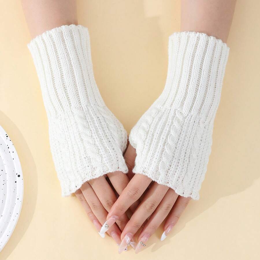 زوج واحد من أكمام الذراع المحبوكة بدون أصابع بطول متوسط للنساء - 1Pair - مشاهدة 1