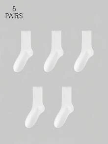 1/5/10 Pasang Kaos Kaki Wanita Musim Gugur dengan Manset Berkerut, Kaos Kaki Setengah Betis Bergaris Netral untuk Pakaian Sehari-hari Kembali ke Sekolah - MultiWarna - View 7