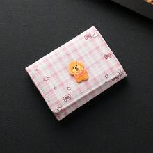 卡通短夾女款三折小錢包 狗狗短夾 卡夾零錢包 便攜格紋小錢包 - 彩色 - 查看 6