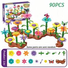DIY Garden Flower Building Blocks Toy, Colorful Stackable Flower Puzzle Assembly, Creative Handmade Bouquet Assembly Set, Educational Role-Play Interactive Game For Children, Birthday Gift - Multicolor - View 12
