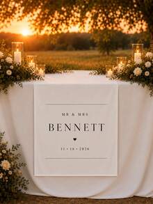 Personalized Wedding Tablecloth, Customized Wedding Welcome Banner, Suitable For Honeymoon Table Decor, Wedding Banquet, Bridal Shower And Engagement Party Decoration - Multicolor - View 3