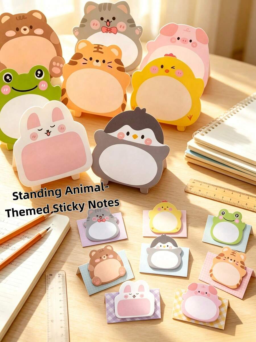 16pcs Cute Animal Sticky Notes, Fun Cartoon Animal Memo Pads, Soft ...