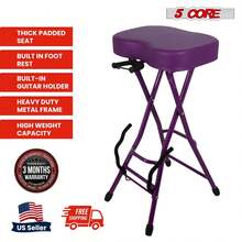 5 Core Guitar Stool 3.15" Padded Chair Foldable Music Seat W Built In Foot Rest Guitar Stand - Purple - View 11