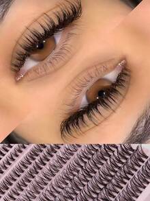 High-Rated 200 Clusters 30D Cat-Eye False Eyelashes, 10-16mm Mixed Length, D Curl. DIY Natural Fluffy Dense Effect, Cost-Effective Eyelashes. Beginner-Friendly, Reusable. Suitable For Daily, Party - DD - View 2