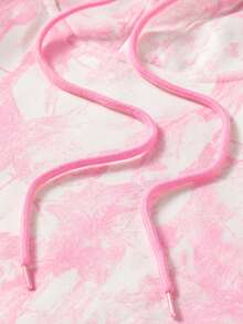 Acelitt Setelan Hoodie dan Celana Pendek Kasual Wanita Warna Pink & Putih Bermotif, Gaya Y2K, Setelan Dua Potong Rajutan Bergaris dengan Tali Serut, Cocok untuk Kencan & Jalan-jalan, Gaya Elegan - MultiWarna - View 5