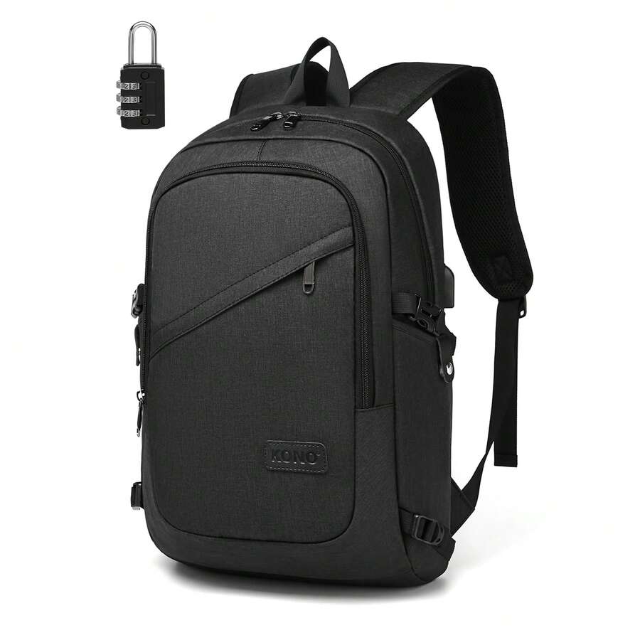 Laptop-Rucksack mit USB-Anschluss – Diebstahlgeschützt, wasserabweisend & leicht – Business- & Reise-Computerrucksack, Arbeitsrucksack passend für 15,6-Zoll-Laptop, für Damen und Herren