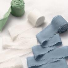 1/2/3 Rollos de Cinta de Gasa Azul Neblina Hecha a Mano con Borde Deshilachado de 1.5 Pulgadas X 16.4 Pies Para Decoración Navideña, Envoltura de Regalos Navideños, Invitaciones de Boda, Ramos de Novia, Empaque de Regalos, Decoración Festiva, Suministros para Fiesta de San Valentín - 5 metros - Ver 9
