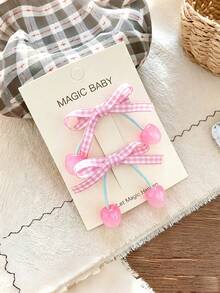 2 kẹp tóc mái bên cho nữ hình nơ kẻ caro ngọt ngào và quả anh đào (không kèm thẻ) - Nhiều màu - Xem 7