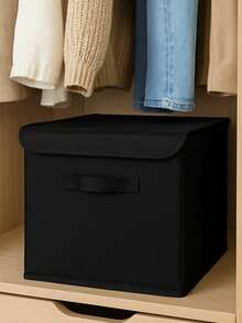 1PC 30X30X30 Powder Striped Lidded Box Toy Basket - Laundry Basket - Bathroom Organizer - Storage Organizer - Storage Box - Black - View 5
