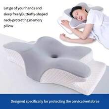 Gối bướm cao su non, hỗ trợ cổ công thái học và chức năng thư giãn, phù hợp cho người ngủ ngửa/ngủ nghiêng, giúp cải thiện chất lượng giấc ngủ, quà tặng cho gia đình, dùng cho mọi mùa - gối sừng - Xem 8