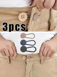 3/6pcs Denim Jeans Waist Extender Tool, Waist Extension Button, Elastic Adjustable Waistband Buckle, Detachable Seamless Waistband Buckle, Suitable For Jeans And Pants, Seamless Detachable Denim Tight Waist Buckle, Unisex Adjustable Waist Extender, Comfortable Fit Snap Button - Multicolor - View 1