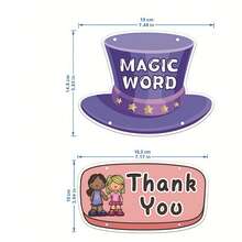 7pcs Classroom Literacy Cards Decoration, Teacher English Corner Polite Learning Cards, Hanging Banner Student Vocabulary Cards - A - View 2